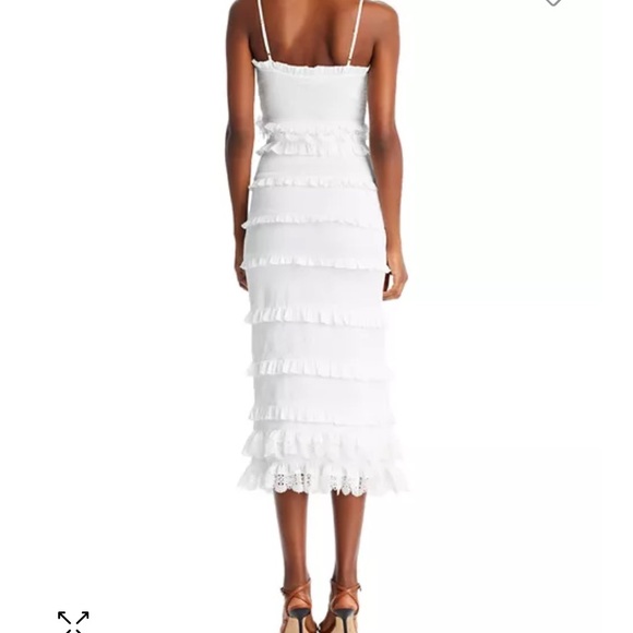 V. Chapman Narcisse Smocked Ruffle Trim Midi Dress - Picture 2 of 7